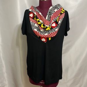 Moschino Love -Peace Love Silk Cowl Neck T